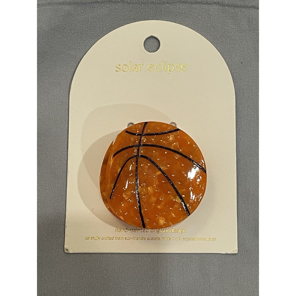 NEW Solar Eclipse - Hand Painted Acrylic Hair Claw Clip - Basketball